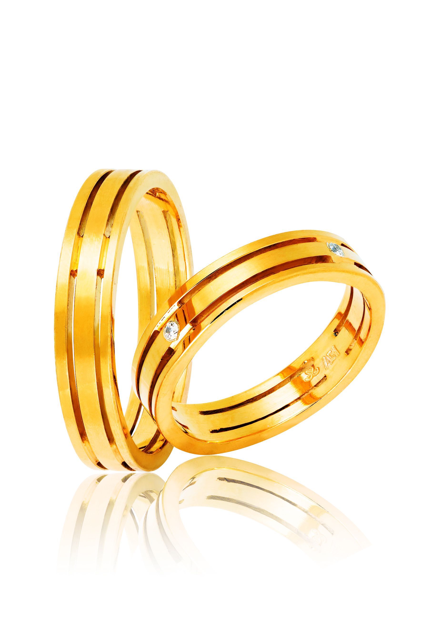 Βέρες γάμου απο χρυσό με αυλάκια, 4mm (code 2y)